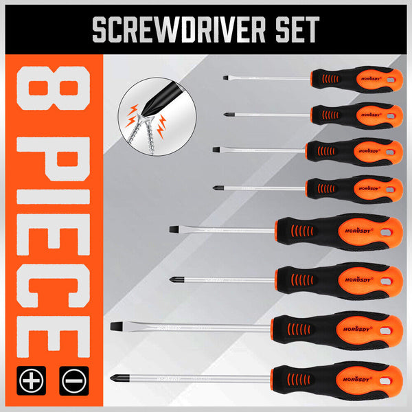 Horusdy 8Pc Magnetic Screwdriver Set Non Slip Handle Phillips Slotted Tool New Screwdrivers & Nutdrivers