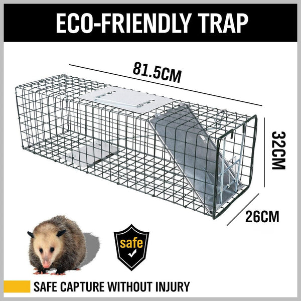 Vaka 81.5*26*32Cm Animal Trap Cage Humane Live Steel Catch Possum Fox Rat Rabbit Insect Traps & Baits