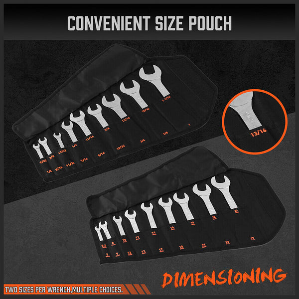 Horusdy Super Thin 18Pc Wrench Set Open End Spanner 3Mm Crv Metric & Sae Pouch Other Wrenches & Spanners