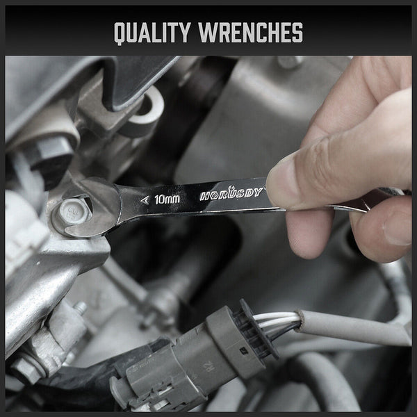 Horusdy Super Thin 18Pc Wrench Set Open End Spanner 3Mm Crv Metric & Sae Pouch Other Wrenches & Spanners
