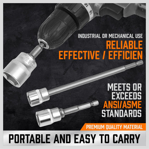 Horusdy 6Pc Drill Socket Adapter Set Long Short Combination Extension Impact Nut Driver Drill Bits