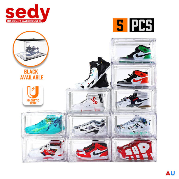 Sedy 10Pc Stackable Shoe Display Box Hard Acrylic Sneaker Storage Containers Case Shoe Organisers
