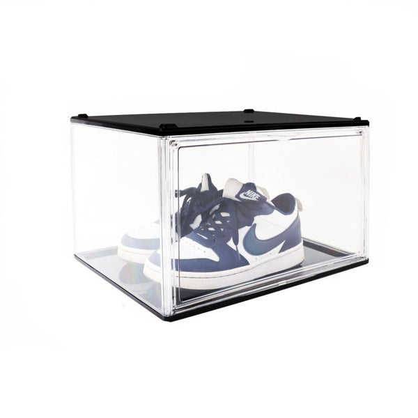 Sedy 5Pc Black Stackable Shoe Display Box Hard Acrylic Sneaker Storage Containers Case Storage Boxes