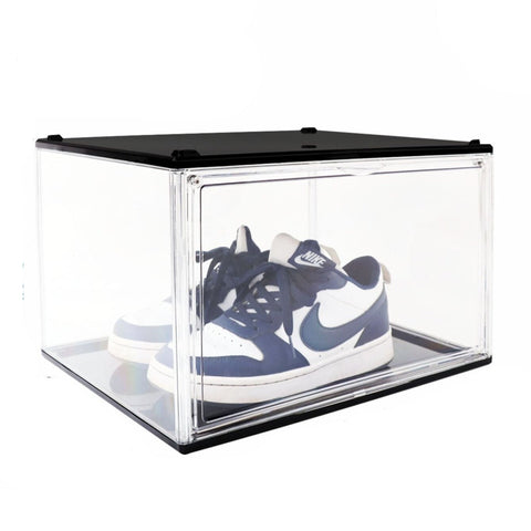 10Pc Black Stackable Shoe Display Box Hard Acrylic Sneaker Storage Containers Case