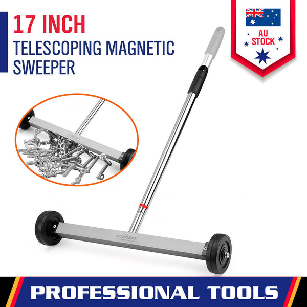 17Inch Telescoping Magnetic Sweeper Broom Rolling Pick Up 8.8Lbs Portable