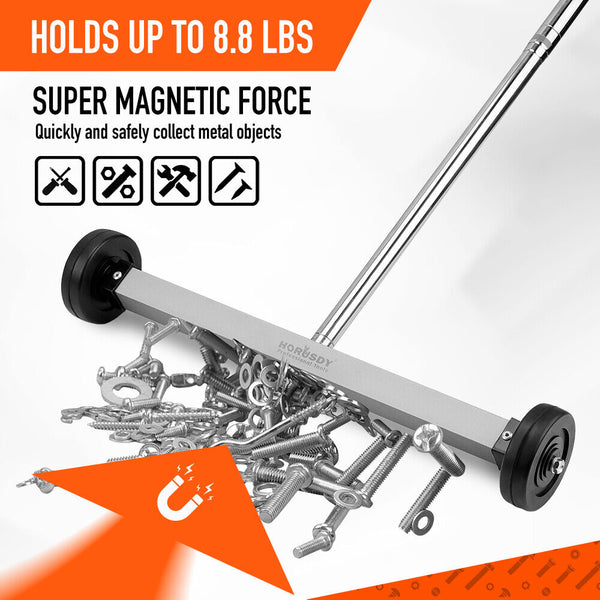 Sedy 17Inch Telescoping Magnetic Sweeper Broom Rolling Pick Up 8.8Lbs Portable Other Hand Tools