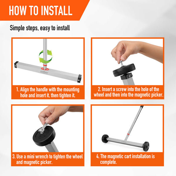 Sedy 17Inch Telescoping Magnetic Sweeper Broom Rolling Pick Up 8.8Lbs Portable Other Hand Tools