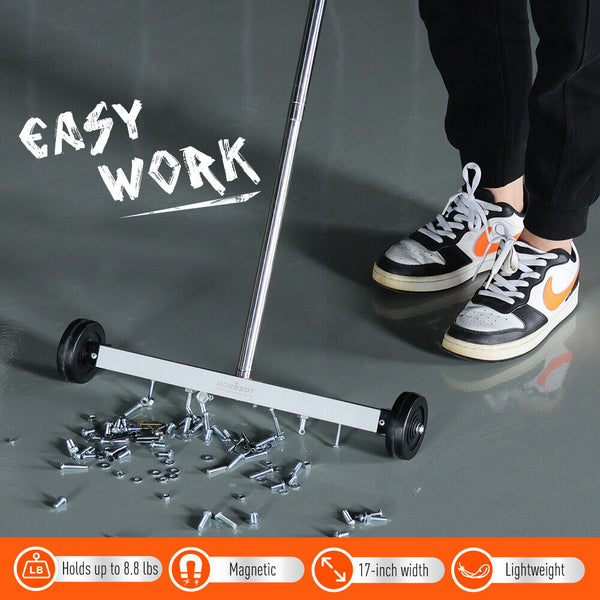 Sedy 17Inch Telescoping Magnetic Sweeper Broom Rolling Pick Up 8.8Lbs Portable Other Hand Tools