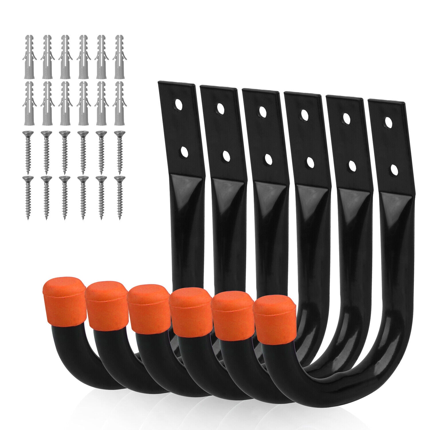 Horusdy 6Pc Wall Mount Garage Hooks Set Heavy Duty Steel Storage Rack Hanger Hooks & Hangers