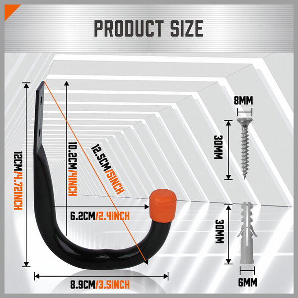 Horusdy 6Pc Wall Mount Garage Hooks Set Heavy Duty Steel Storage Rack Hanger Hooks & Hangers