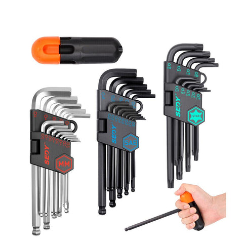 36-Piece Hex Key And Torx Set Metric & Imperial Allen Wrench With T-Handle