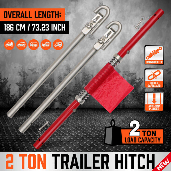 3Pcs 2 Ton Trailer Hitch 186Cm Heavy Duty Tow Bar 4Wd Spring Buffer Au