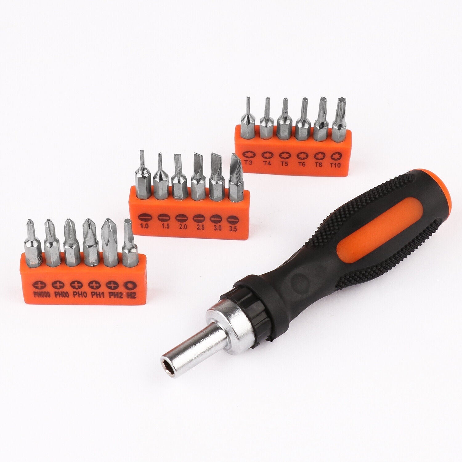Horusdy 19 Pcs Ratchet Precision Screwdriver Bits Set Slotted Phillips Tox Hex Screwdrivers & Nutdrivers