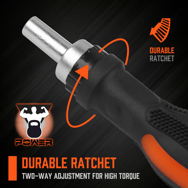 Horusdy 19 Pcs Ratchet Precision Screwdriver Bits Set Slotted Phillips Tox Hex Screwdrivers & Nutdrivers