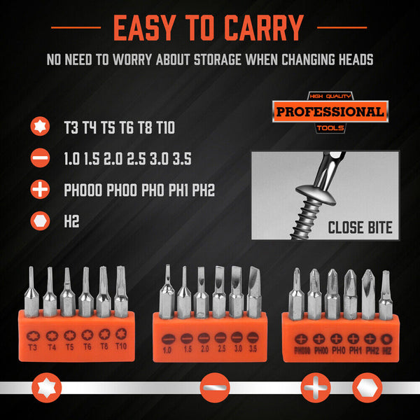 Horusdy 19 Pcs Ratchet Precision Screwdriver Bits Set Slotted Phillips Tox Hex Screwdrivers & Nutdrivers