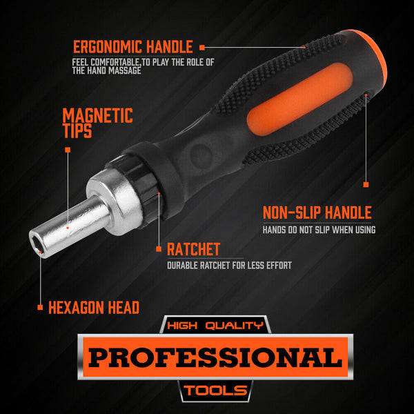 Horusdy 19 Pcs Ratchet Precision Screwdriver Bits Set Slotted Phillips Tox Hex Screwdrivers & Nutdrivers