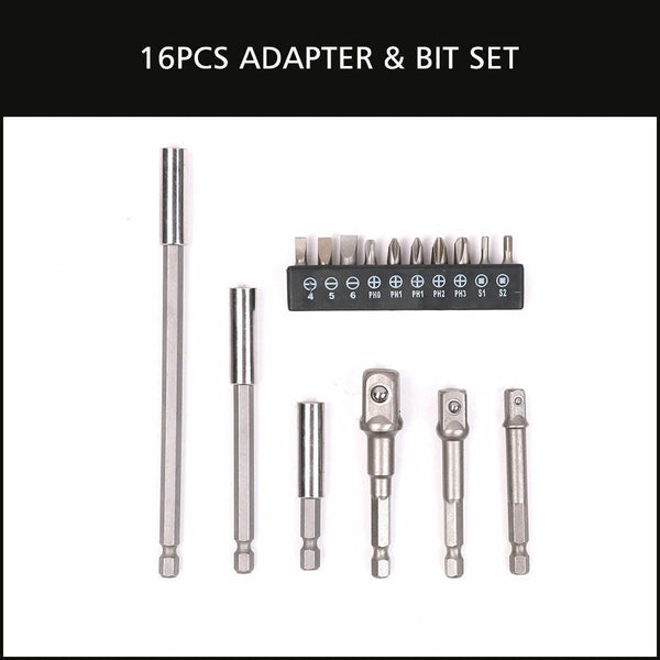 Horusdy 16Pc Socket Bit Adaptor Set Power Drill Nut Driver Extension Screwdriver Bits Drill Bits
