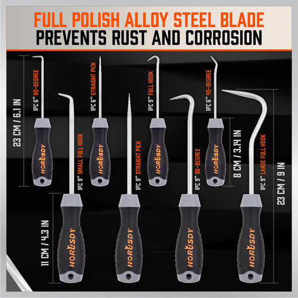 Horusdy 8Pc Pick And Hook Set Oil Seal O Ring Puller Extractors Gasket Remove Tool Other Hand Tools