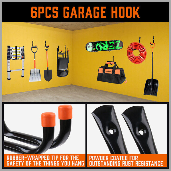 12Pc Wall Mount Hooks Set Heavy Duty Steel Garage Storage Rack Utility Hangers Hooks & Hangers
