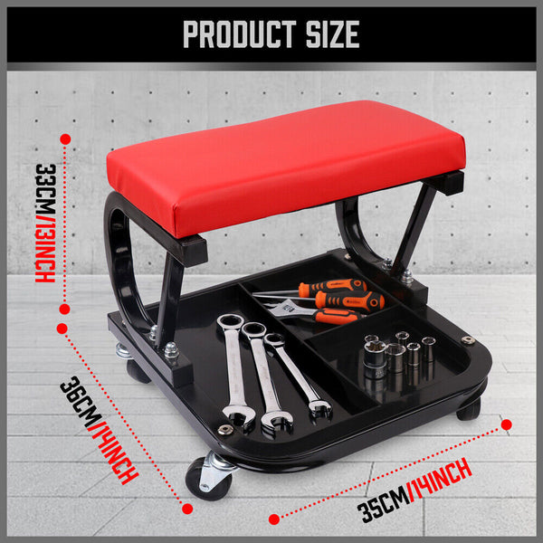 Horusdy Rolling Creeper Seat Workshop Mechanic Stool Garage Repair Storage Tray Mechanic Roller Seats