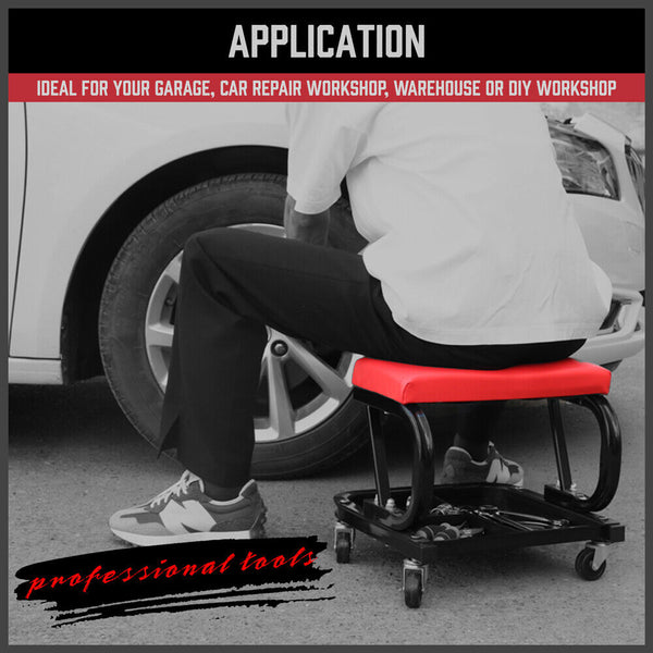 Horusdy Rolling Creeper Seat Workshop Mechanic Stool Garage Repair Storage Tray Mechanic Roller Seats