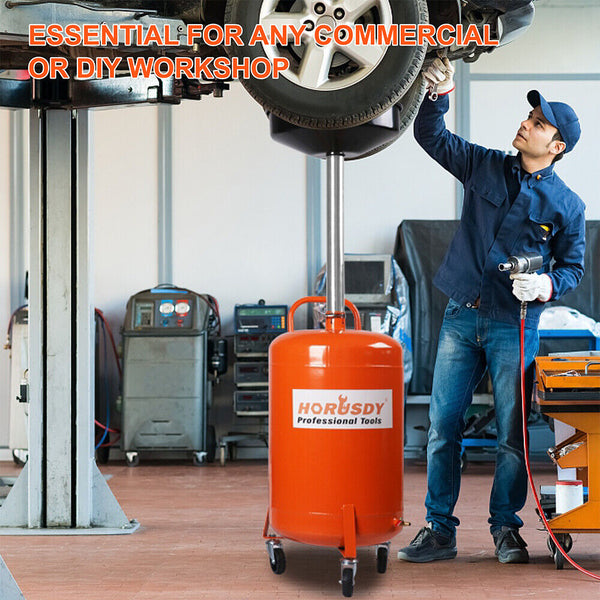 Horusdy 80L Mobile Waste Oil Drainer Telescopic Workshop Fluid Collection Tank Other Shop Equipment