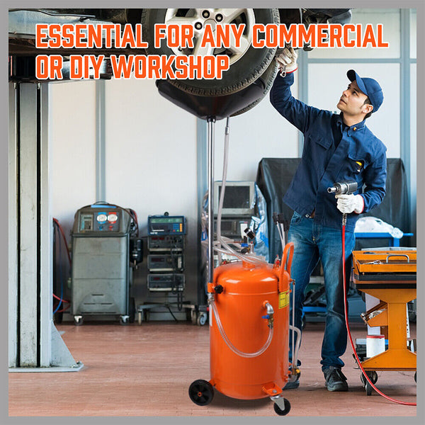 Horusdy 80L Waste Oil Drainer Pneumatic Fluid Collection Workshop With Extractor Other Shop Equipment