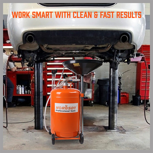 Horusdy 80L Waste Oil Drainer Pneumatic Fluid Collection Workshop With Extractor Other Shop Equipment