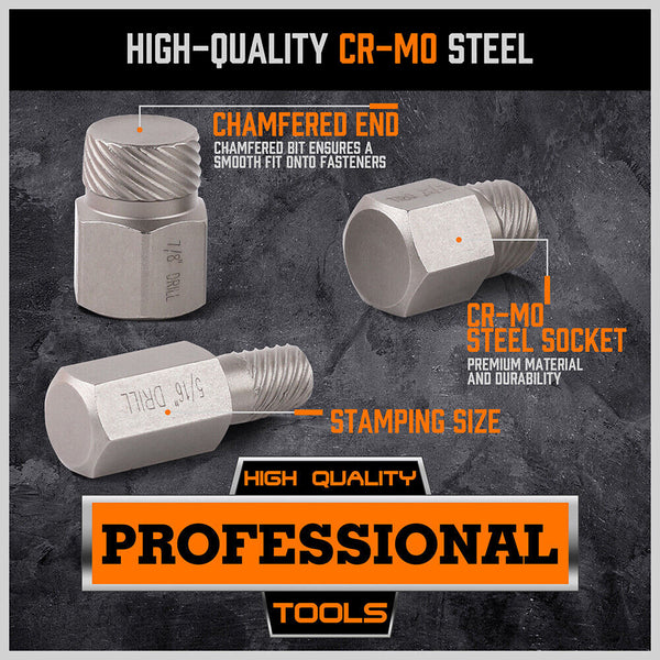 Horusdy 25Pc Screw Extractor Set Multi Spline Easy Out Broken Bolt Remover Tool Hex Head Pullers & Extractors