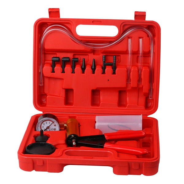 Horusdy Hand Held Vacuum Pump Brake Bleeder Pressure Tester Gauge Kit Brake Parts