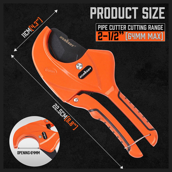 Horusdy Pvc Ratchet Cutter 64Mm 2 1/2" Deburring Tool Rubber Handle Deburring Tools