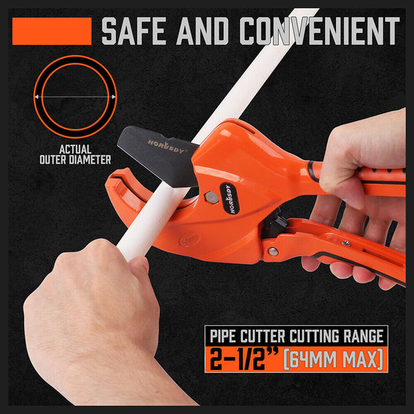 Horusdy Pvc Ratchet Cutter 64Mm 2 1/2" Deburring Tool Rubber Handle Deburring Tools