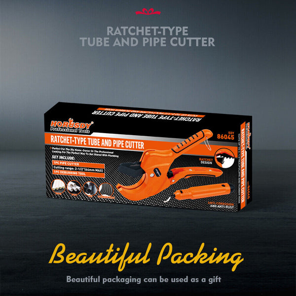 Horusdy Pvc Ratchet Cutter 64Mm 2 1/2" Deburring Tool Rubber Handle Deburring Tools