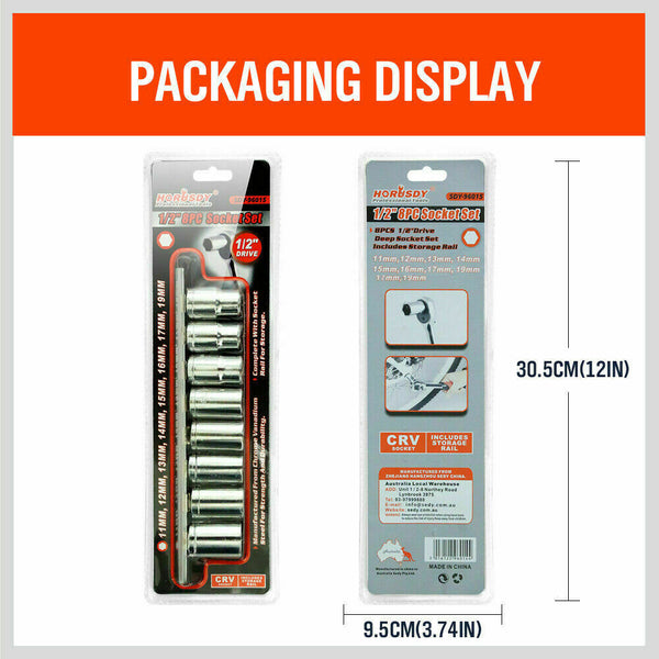 8Pc Metric Socket Set 1/2" Drive 11Mm 19Mm For Wrench Crv Mechanic With Holder Socket Wrenches