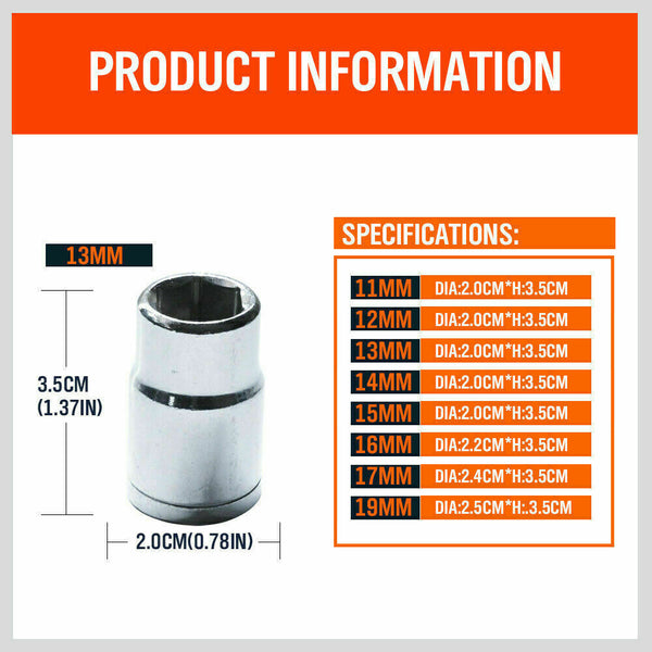 8Pc Metric Socket Set 1/2" Drive 11Mm 19Mm For Wrench Crv Mechanic With Holder Socket Wrenches