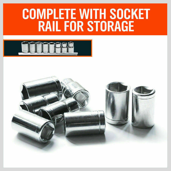 8Pc Metric Socket Set 1/2" Drive 11Mm 19Mm For Wrench Crv Mechanic With Holder Socket Wrenches