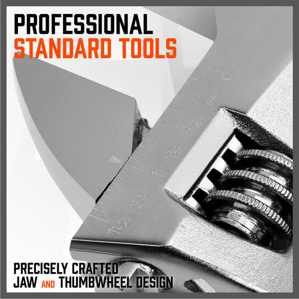 Horusdy 4Pc Wrench Set Heavy Duty Shifter Spanner Wide Open Jaw 6"/8"/10"/12" Wrench Sets