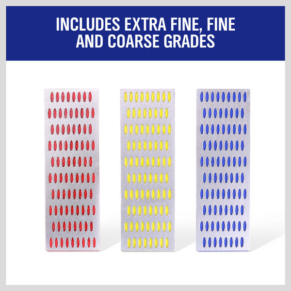 Horusdy 3Pc Diamond Sharpening Stone Whetstone Sharpener Set Scissors Knife With Grits Sharpening Tools