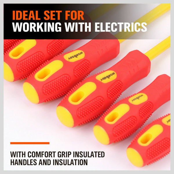 8Pc Insulated Screwdriver Set Mag Netic Slotted Phillips Electricians With Case Screwdrivers