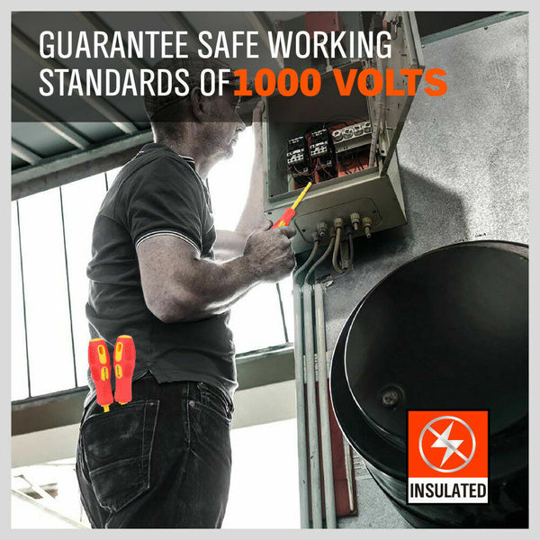 8Pc Insulated Screwdriver Set Mag Netic Slotted Phillips Electricians With Case Screwdrivers