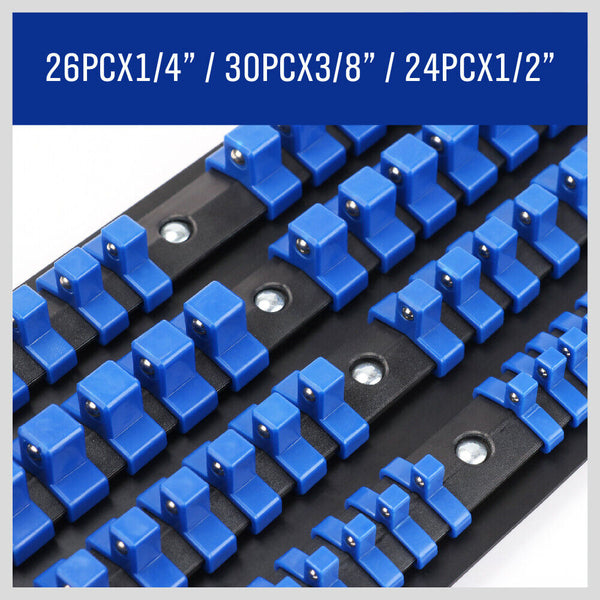 Horusdy 80 Socket Storage Rail Mixed Organizer Rack Holder Ball Locking 1/4" 3/8" 1/2" Other Tool Storage