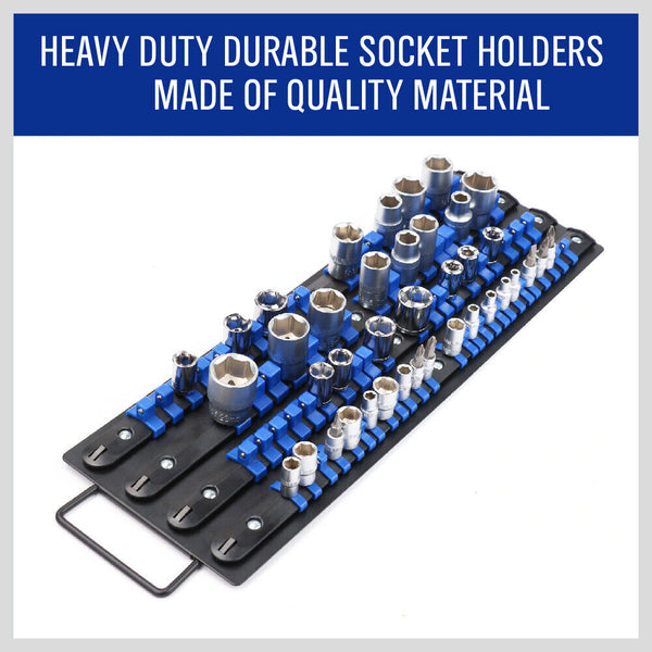 Horusdy 80 Socket Storage Rail Mixed Organizer Rack Holder Ball Locking 1/4" 3/8" 1/2" Other Tool Storage
