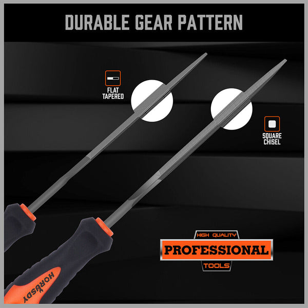 Horusdy 2Pc 6.1" Flat Mini Needle File Set Metal Wood Carving Carpentry Tool Electric Files & Tools