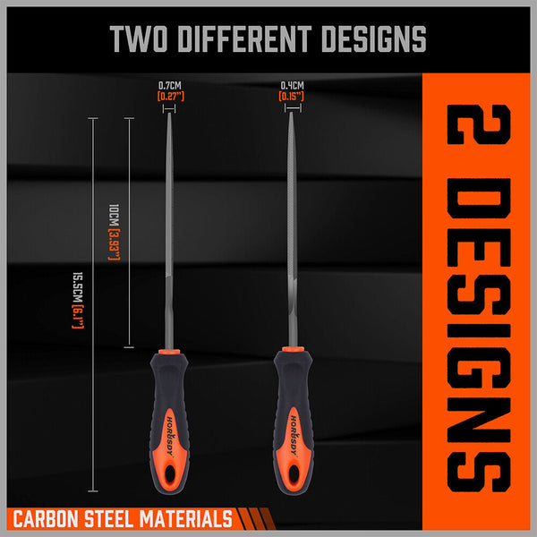 Horusdy 2Pc 6.1" Flat Mini Needle File Set Metal Wood Carving Carpentry Tool Electric Files & Tools