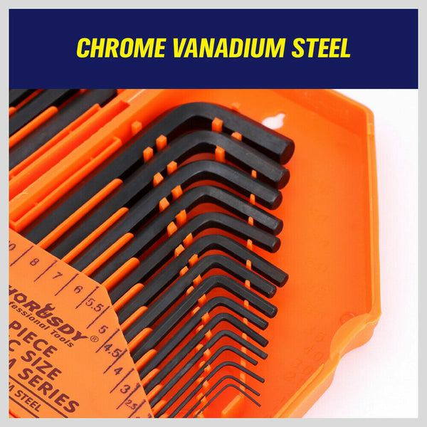 Horusdy 31 Piece Hex Key Set With T Handle Metric & Imperial Sizes Allen Wrench Storage Case Hex Keys & Hex Wrenches