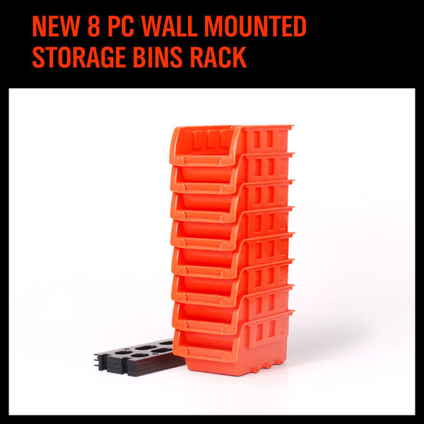 New 8 Pc Wall Mounted Storage Bins Rack Set Nuts Bolts Organizer Parts 97903 Wall Tool Racks