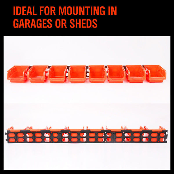 New 8 Pc Wall Mounted Storage Bins Rack Set Nuts Bolts Organizer Parts 97903 Wall Tool Racks