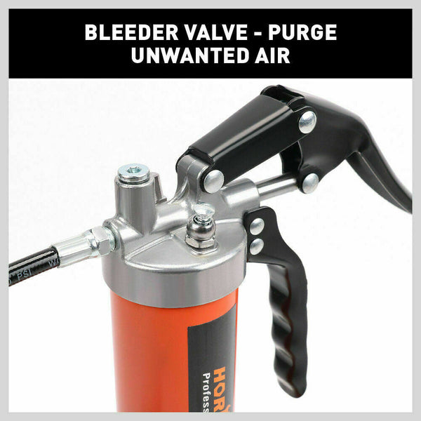 Horusdy 18'' Manual Pistol Grip Grease Gun Flow Pressure 4500Psi Flexi Hose & Coupler Grease Guns