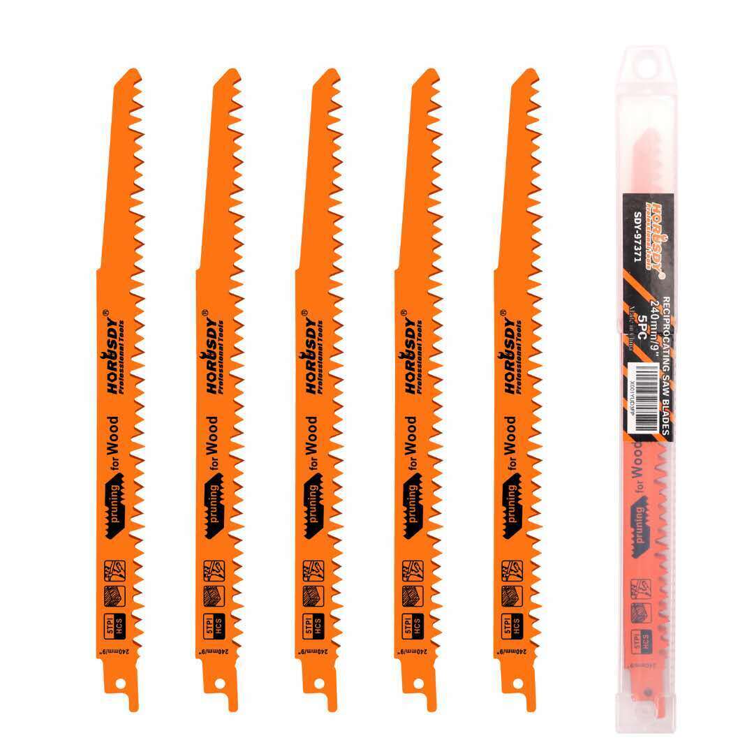 Horusdy 5Pc 9" / 240Mm Reciprocating Saw Blades 5Tpi Wood Timber Pruning Tool With Case Other Saw Blades
