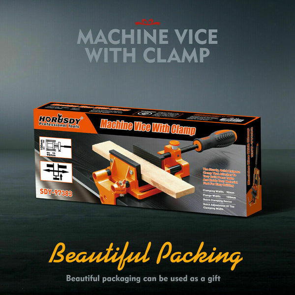 90Mm Drill Press Bench Vice Quick Release Clamp Jaw Soft Grip Hand Pads Woodwork Drill Presses